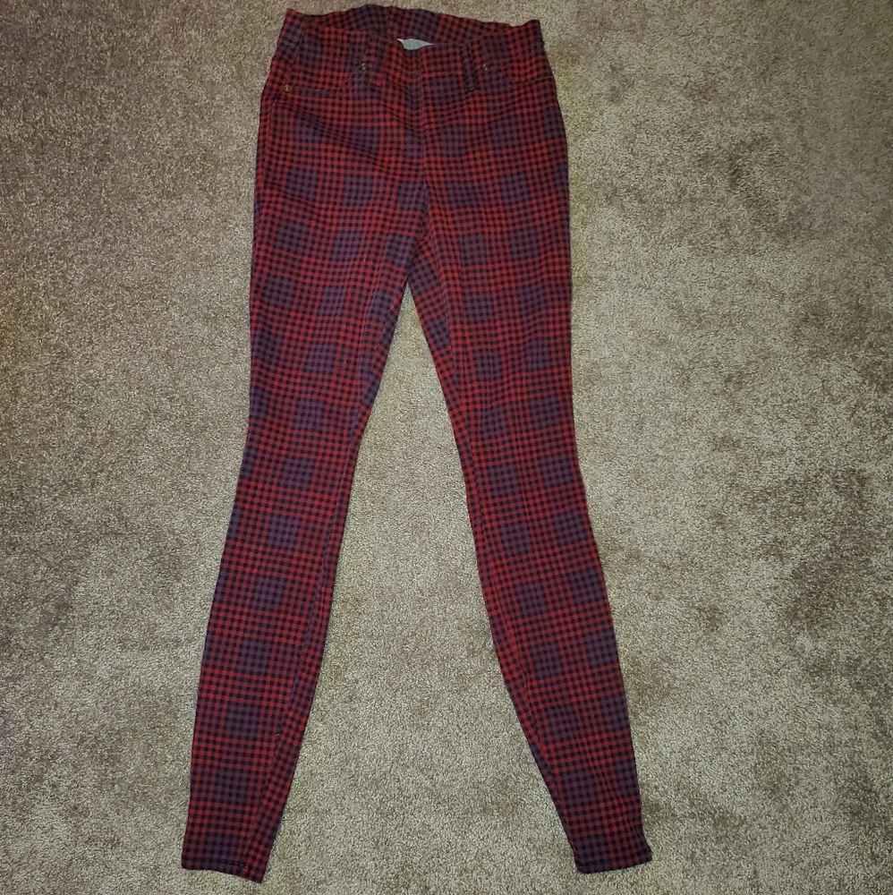 Red, Purple and Black Plaid Jeggings Size XS (0-2)